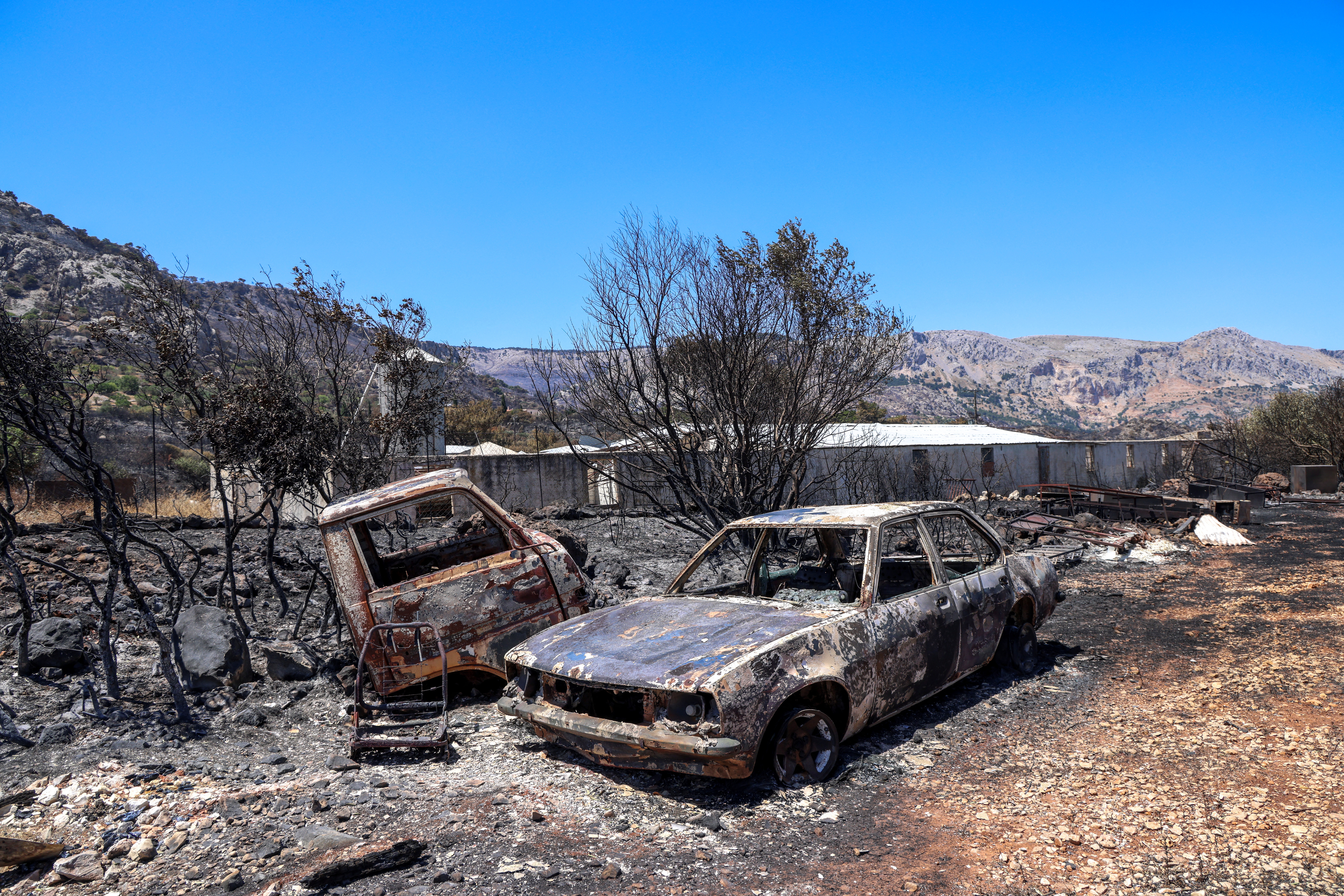 Aftermath of a wildfire on the island of Chios