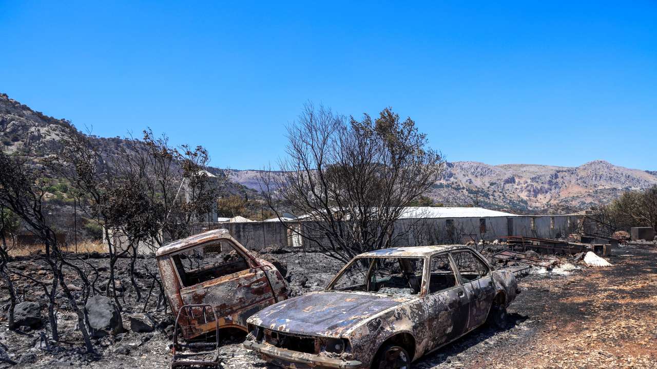 Aftermath of a wildfire on the island of Chios