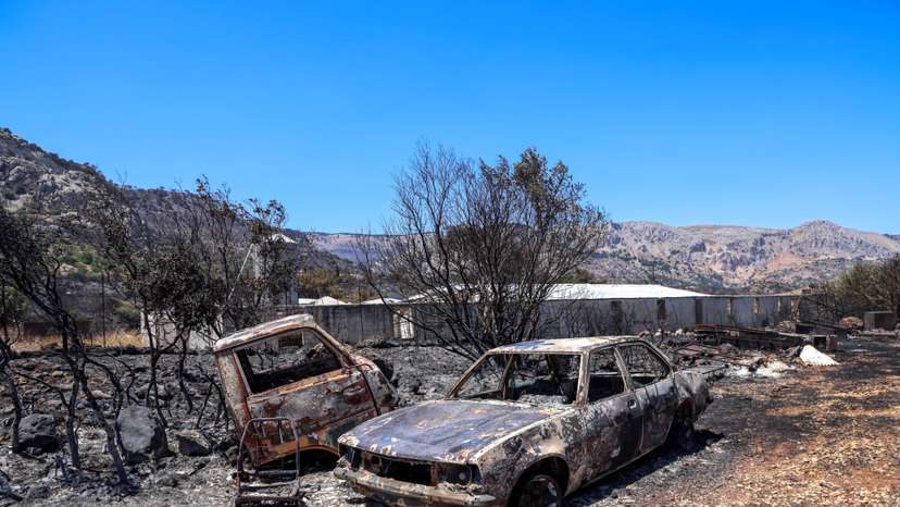 Aftermath of a wildfire on the island of Chios