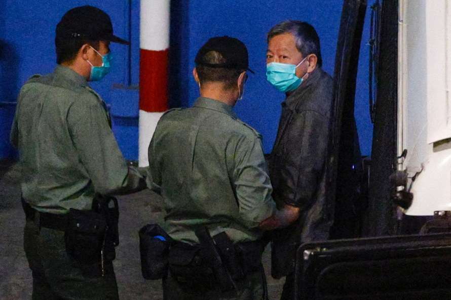 Pro-democracy activist Lee Cheuk-yan arrives at Lai Chi Kok Reception Centre in Hong Kong