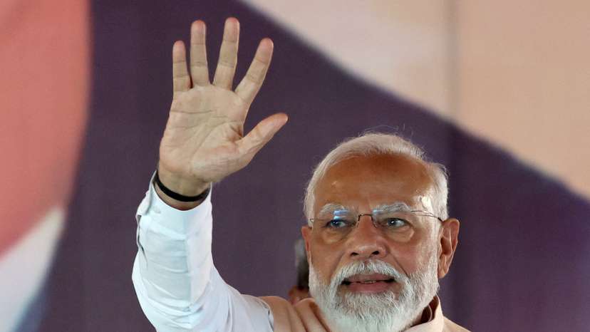 FILE PHOTO: Indian PM Modi attends an election campaign rally, in Meerut