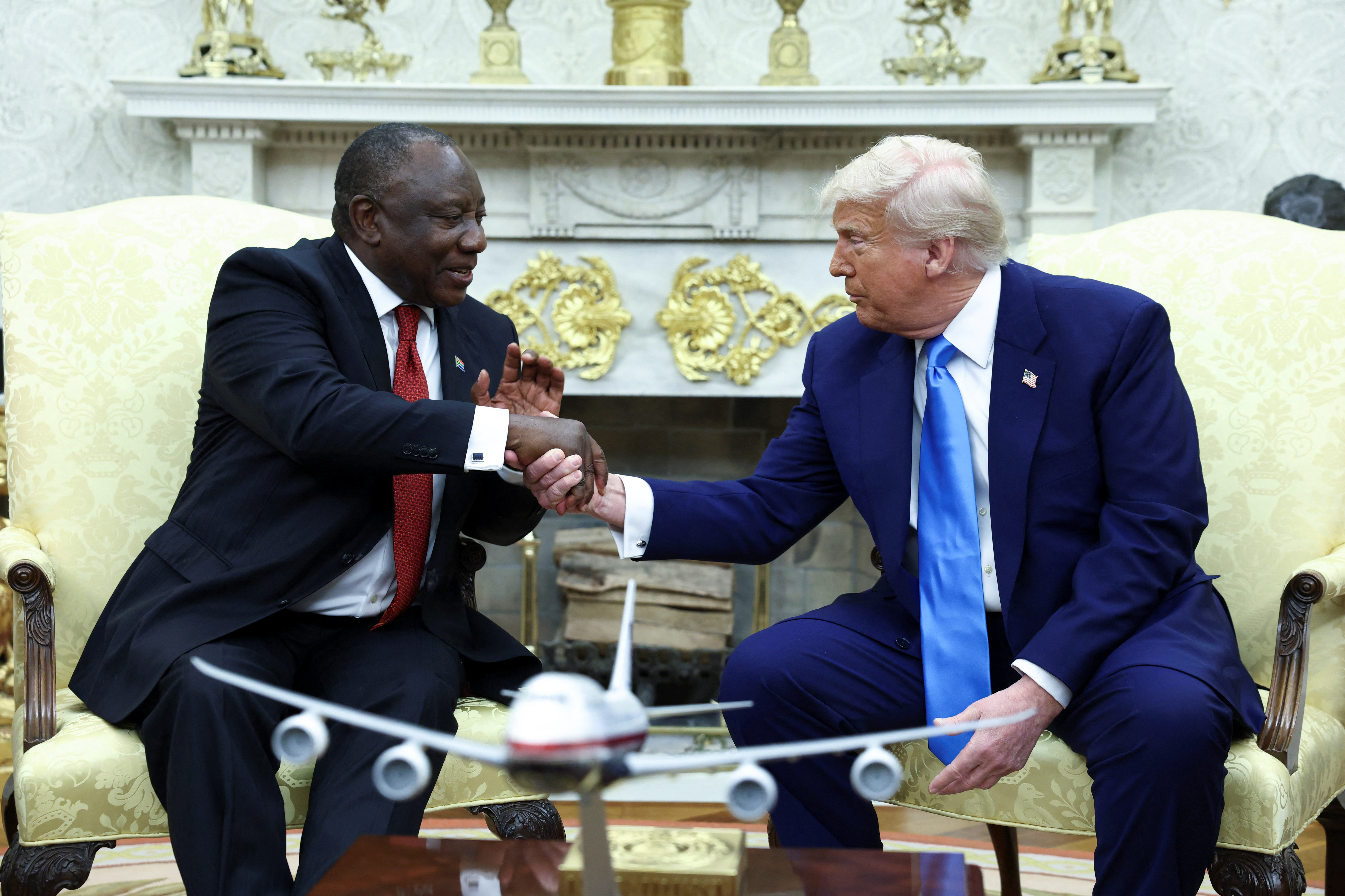 U.S. President Donald Trump meets South African President Cyril Ramaphosa at the White house