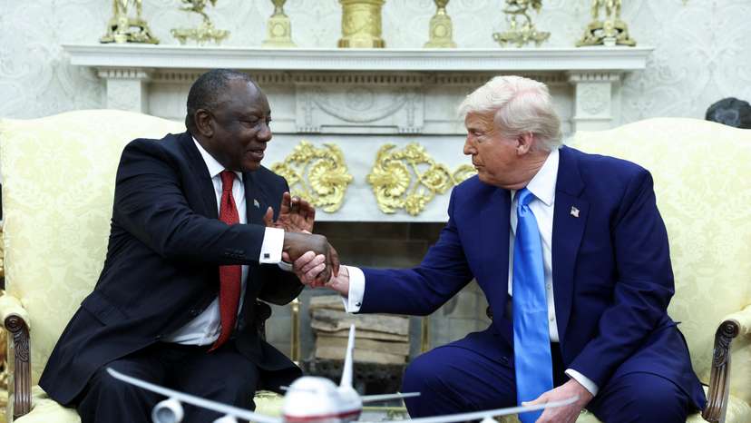 U.S. President Donald Trump meets South African President Cyril Ramaphosa at the White house