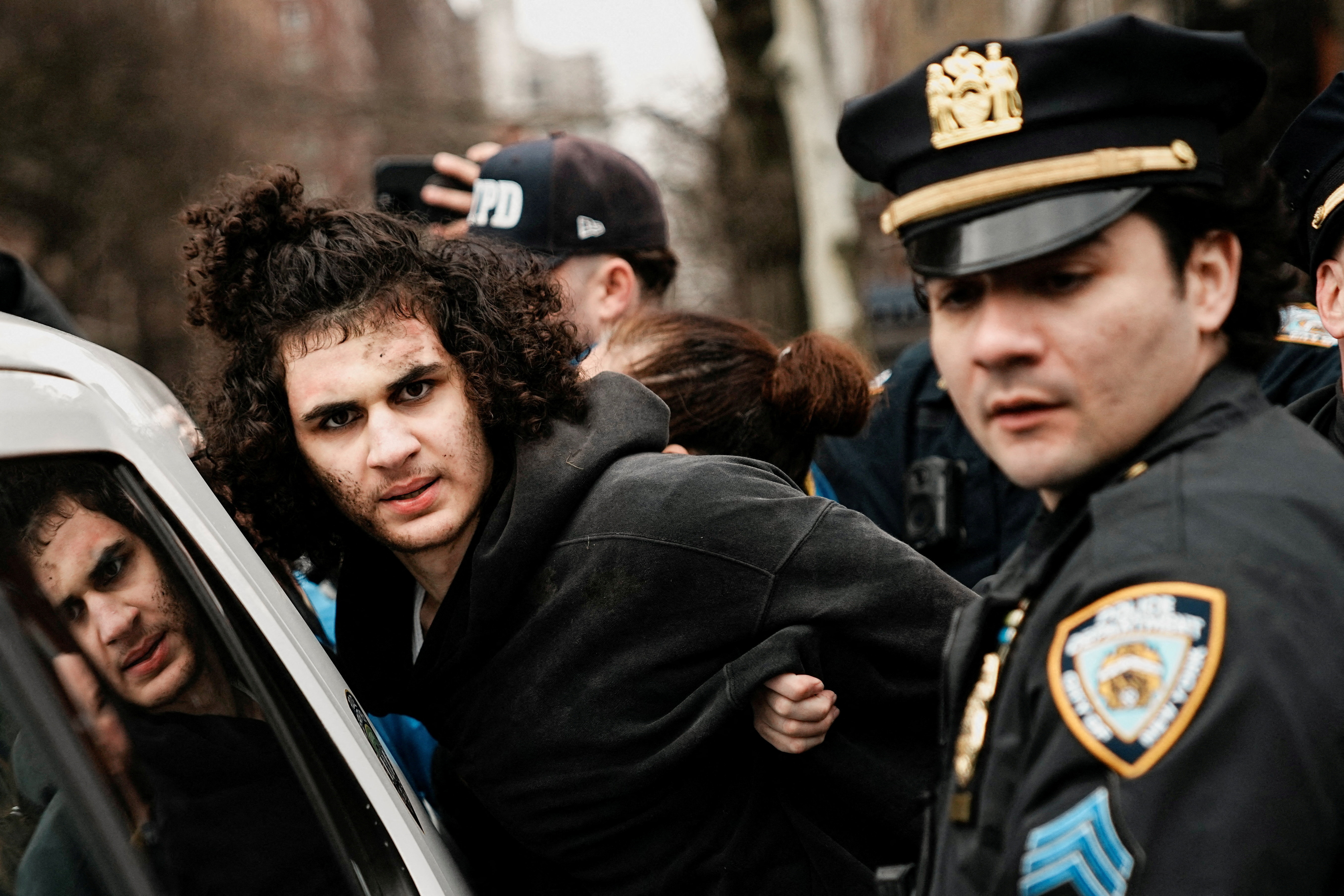People protest outside the Gracie Mansion residence of Mayor Mamdani in New York