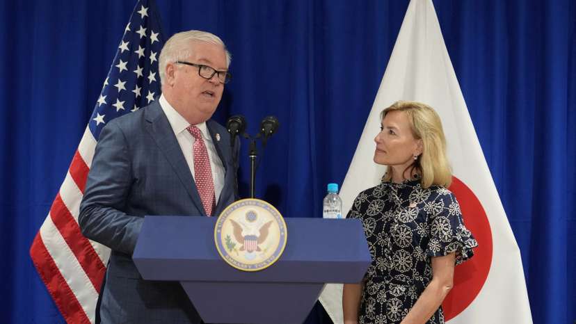 New US Ambassador to Japan George Glass attends a press conference in Tokyo