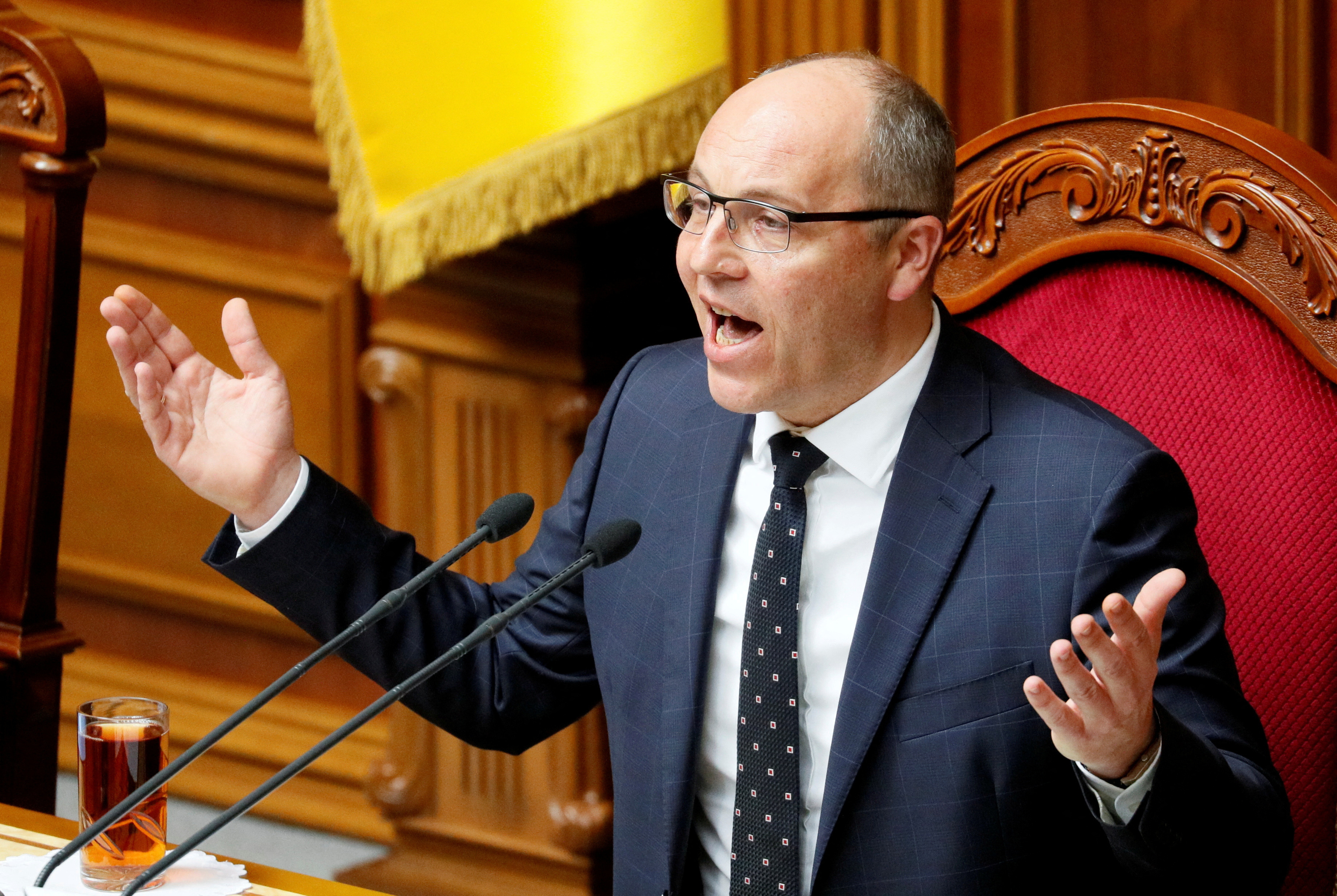 FILE PHOTO: Andriy Parubiy attends a parliamentary session in Kiev