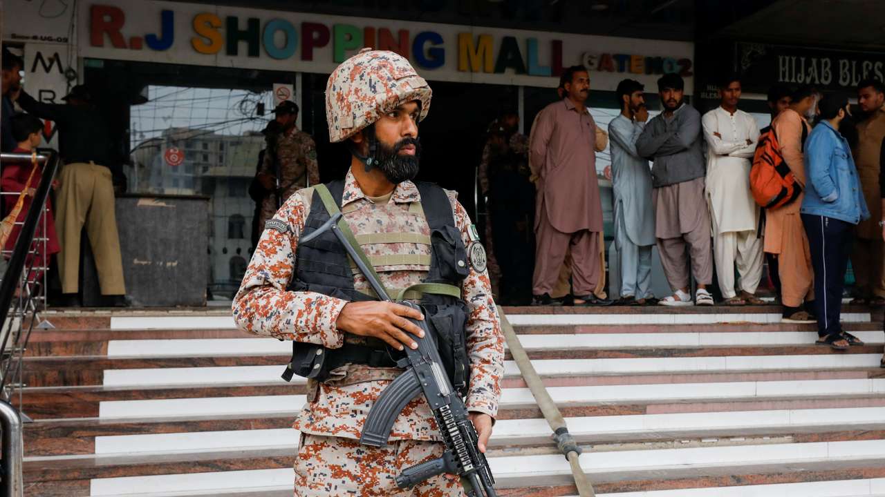 Aftermath of a fire at a multi-story shopping mall, in Karachi