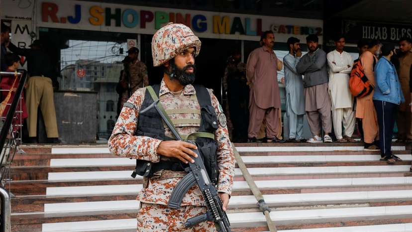 Aftermath of a fire at a multi-story shopping mall, in Karachi
