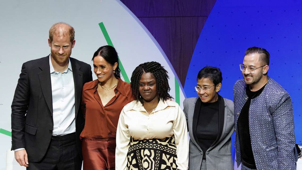 Britain's Prince Harry and Meghan visit Colombia