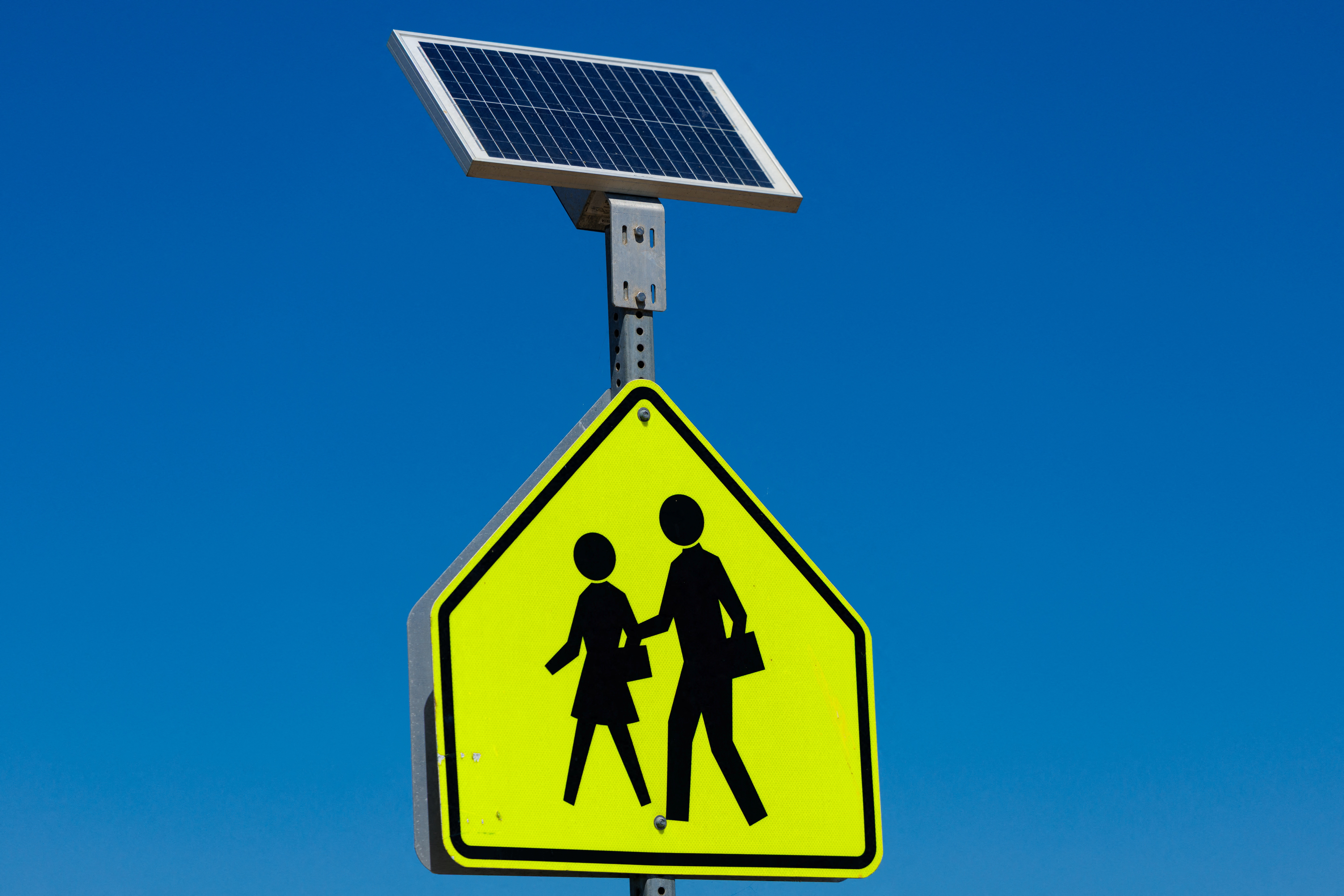 Solar powered crosswalk sign in California