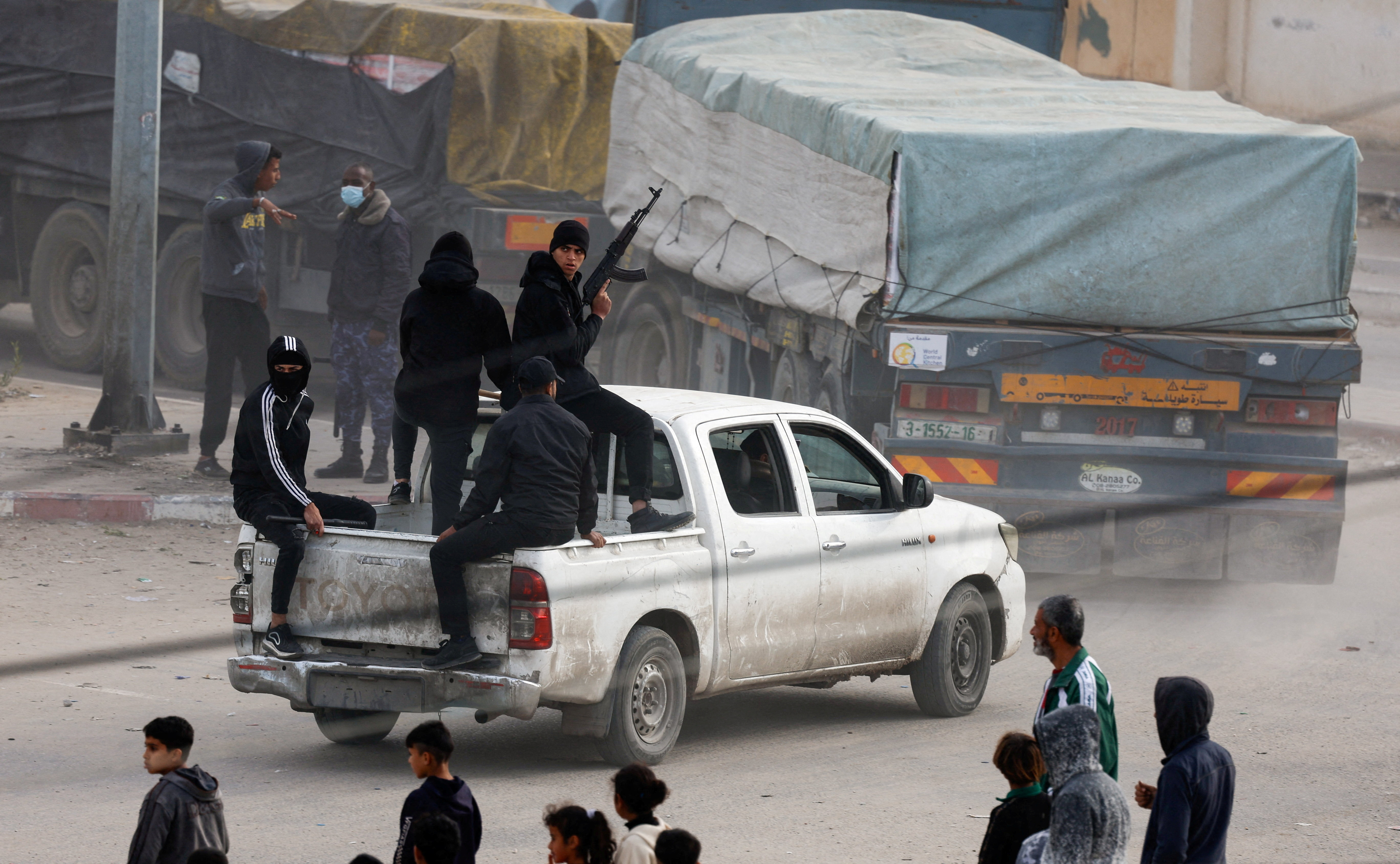 FILE PHOTO: Trucks carrying aid arrive in Rafah