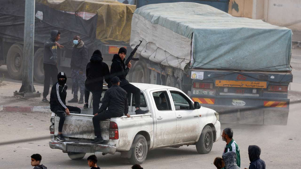 FILE PHOTO: Trucks carrying aid arrive in Rafah