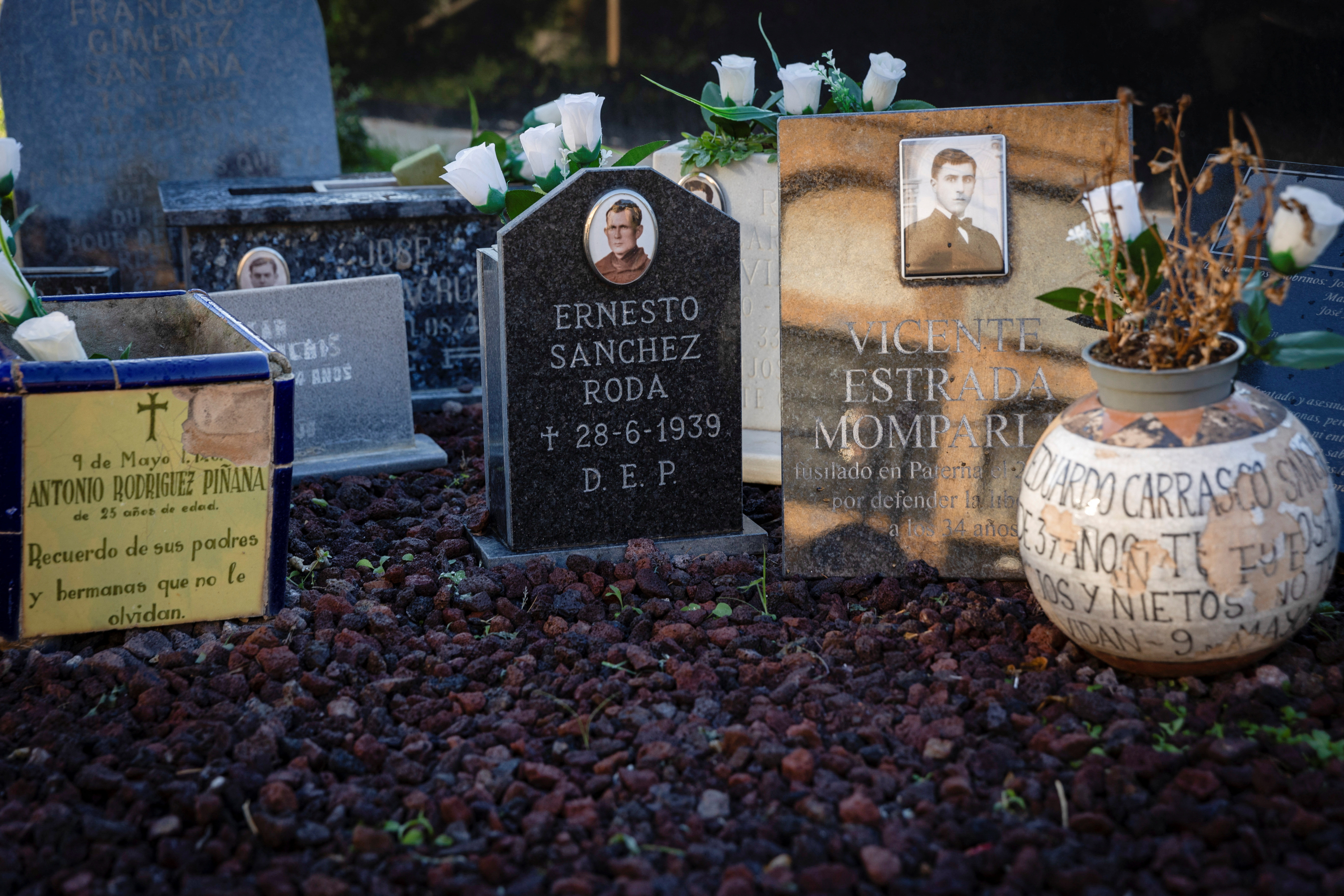 Exhumed and identified bodies of people shot and buried in one of the largest mass graves of Franco's repression in 1940 are delivered to relatives, in Paterna