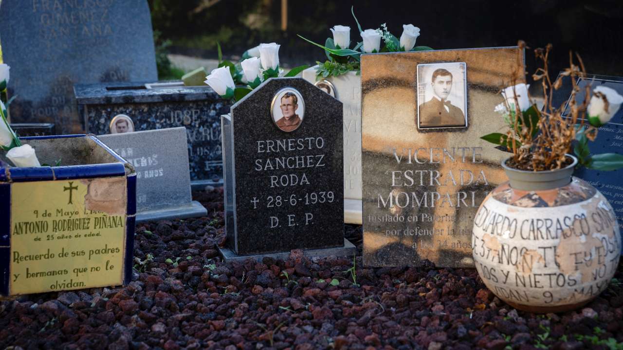 Exhumed and identified bodies of people shot and buried in one of the largest mass graves of Franco's repression in 1940 are delivered to relatives, in Paterna