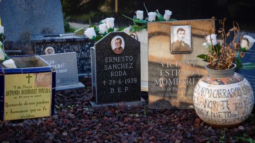 Exhumed and identified bodies of people shot and buried in one of the largest mass graves of Franco's repression in 1940 are delivered to relatives, in Paterna