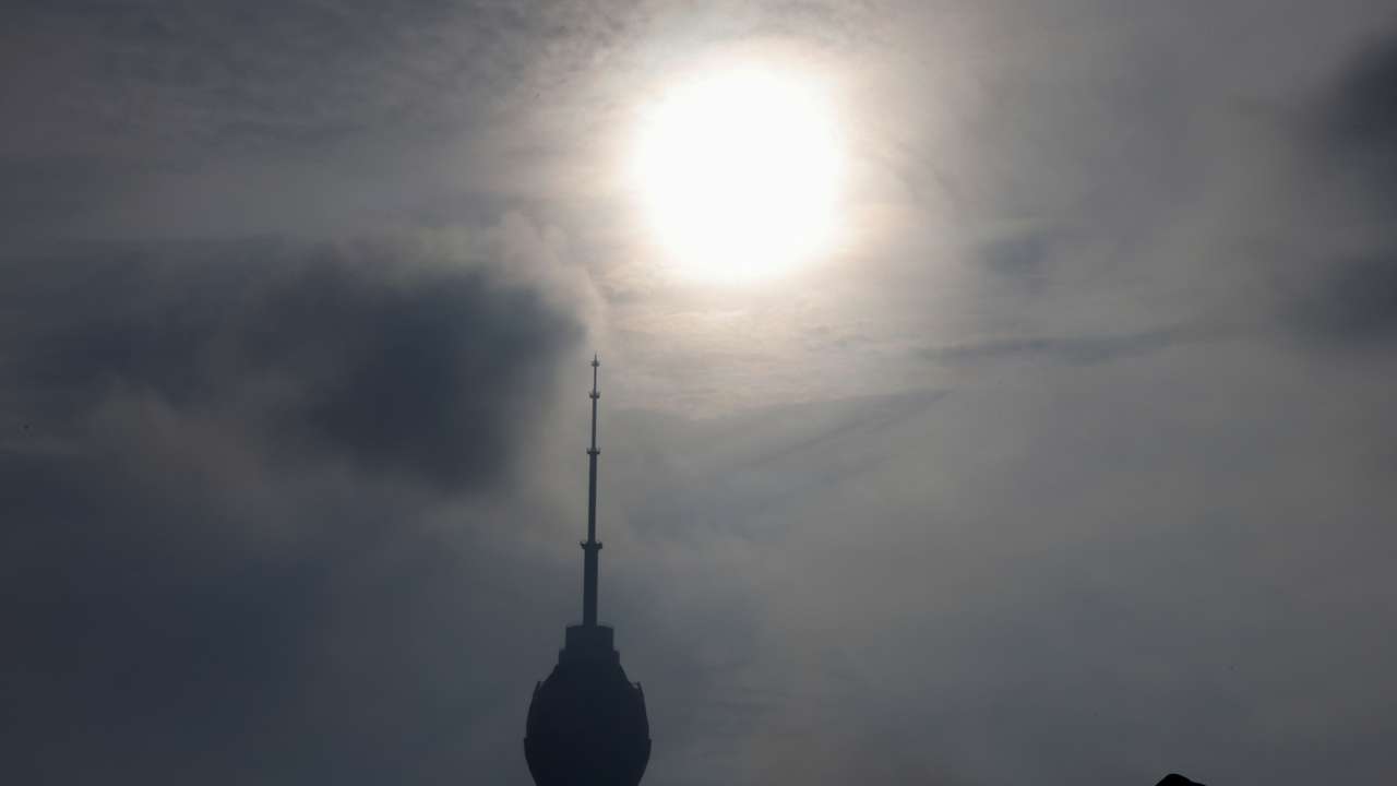 A crow is seen in front of Lotus Tower, Sri Lanka's tallest building, amid Sri Lanka's economic crisis, in Colombo