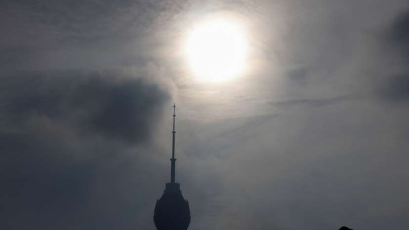A crow is seen in front of Lotus Tower, Sri Lanka's tallest building, amid Sri Lanka's economic crisis, in Colombo