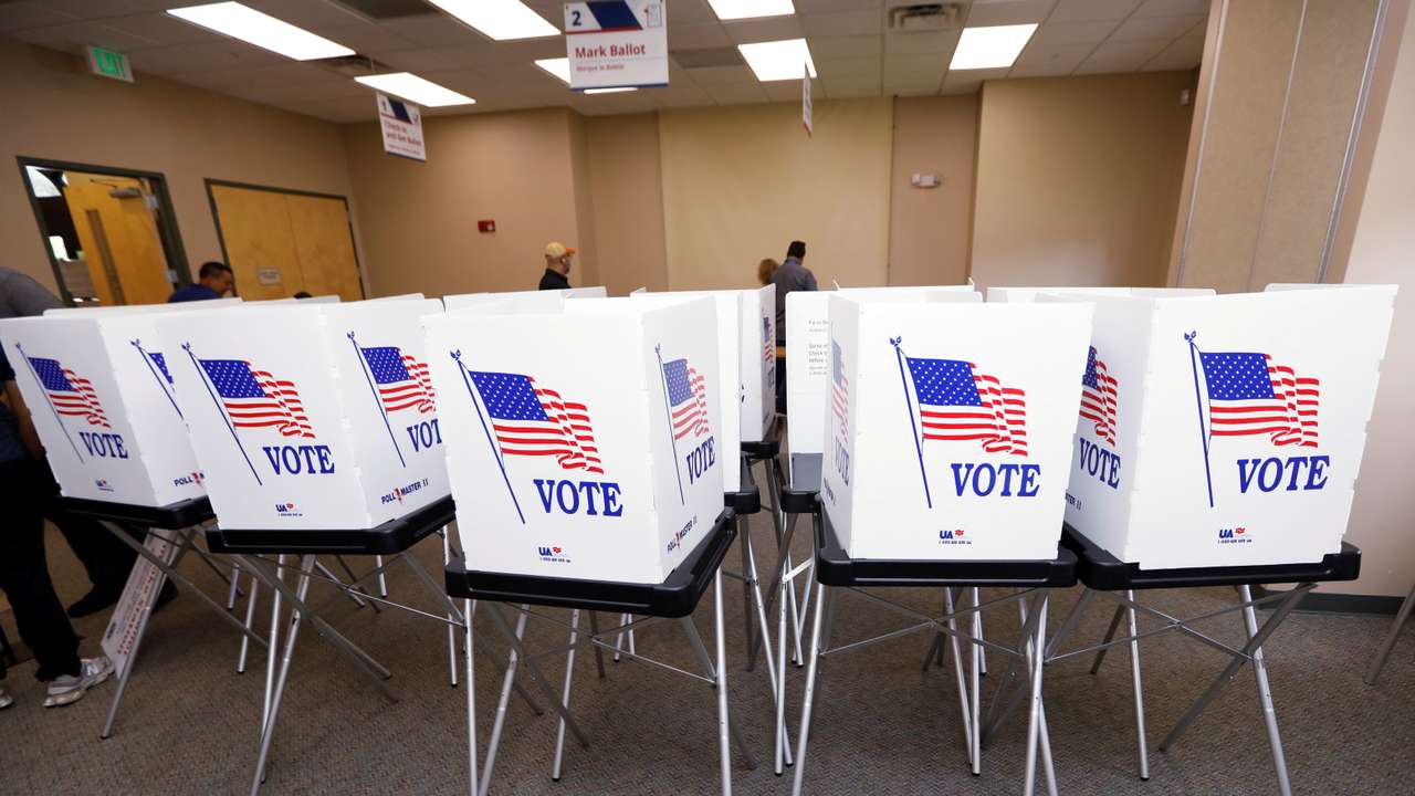 Voting machines are shown at Hillsborough County supervisor of elections office