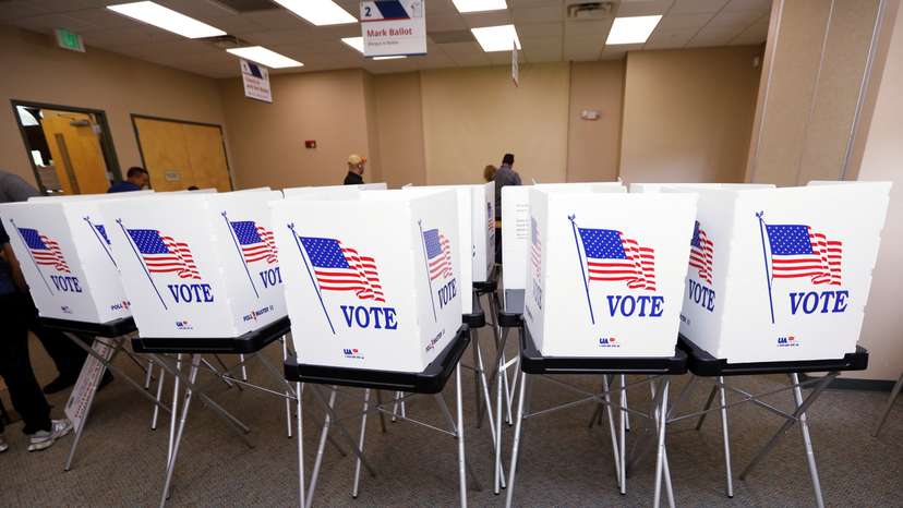 Voting machines are shown at Hillsborough County supervisor of elections office
