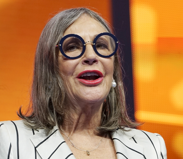 Alice Walton, daughter of Wal-Mart founder Sam Walton, speaks at the company's annual meeting in Fayetteville