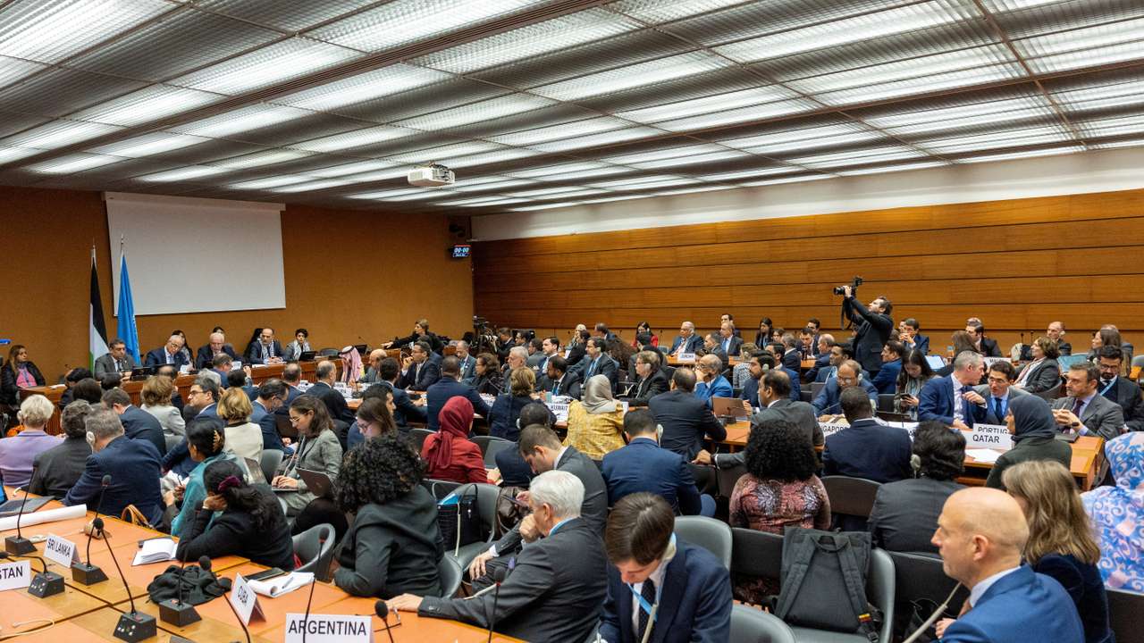 FILE PHOTO: FM of the Palestinian National Authority Al-Maliki addresses a side event in Geneva