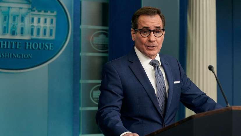 FILE PHOTO: White House Press Secretary Karine Jean-Pierre holds a briefing with national security spokesperson John Kirby at the White House in Washington