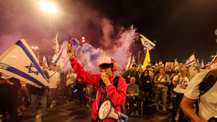 Anti-government protesters launch a prolonged demonstration, in Jerusalem