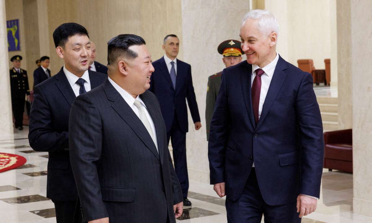 Russian Defence Minister Andrei Belousov meets with North Korean leader Kim Jong Un in Pyongyang