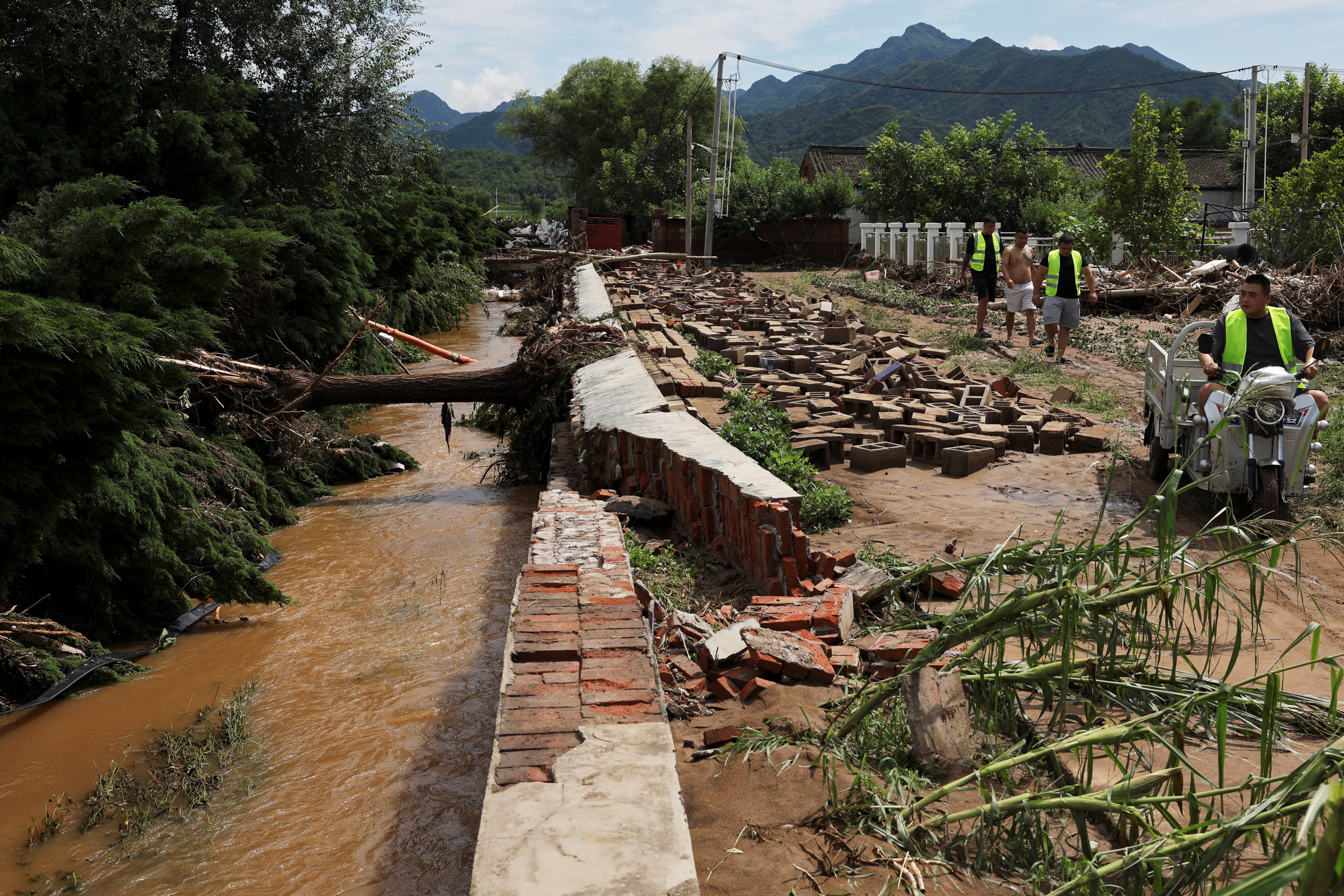 Heavy rainfall aftermath in Miyun district of Beijing