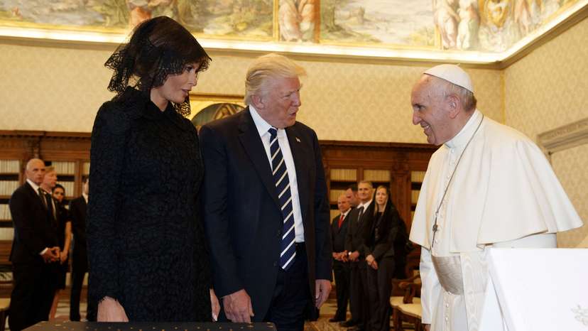 FILE PHOTO: U.S. President Donald Trump and first lady Melania meet Pope Francis during a private audience at the Vatican